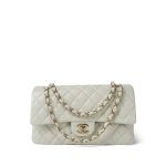 24S Light Grey Caviar Quilted Classic Flap Medium LGHW - Image 8