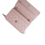 22B Light Pink Caviar Quilted Wallet On Chain WOC Light Gold Hardware - Image 12
