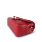 20S Red Lambskin Quilted Mini Rectangular Flap Light Gold Hardware - Image 8