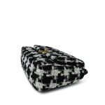 Black/White/Ecru Ribbon Tweed Houndstooth 19 Flap Mixed Hardware Small - Image 8