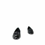 24P Black Lambskin Camellia CC Patent Cap Toe Ballerina Flats Size 36.5 - Image 5