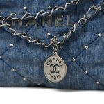 24S Washed Denim Quilted Small 22 Hobo Bag - Image 13