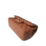 22S Caramel Lambskin Quilted Mini Rectangular Flap Light Gold Hardware - Image 7