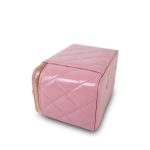 Pink Glazed Calfskin Quilted Small Vanity Case Gold Hardware - Image 16