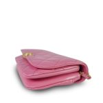 23A Pink Calfskin Quilted Phone Holder With Chain Aged Gold Hardware - Image 7