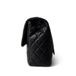 Black Caviar Quilted XXL Jumbo Single Flap Light Gold Hardware - Image 3