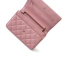 19S Iridescent Pink Caviar Quilted Wallet on Chain WOC - Image 10
