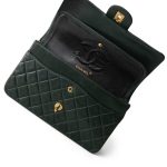 Vintage Dark Green Lambskin Quilted Classic Flap Medium Gold Hardware - Image 11