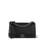 Black Caviar Quilted Boy Bag Old Medium Ruthenium HW - Image 2