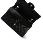 Black Lambskin Quilted Classic Flap Small Gold Hardware - Image 13