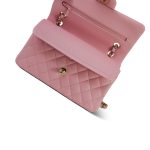 22C Sakura Pink Caviar Quilted Small Classic Flap Light Gold Hardware - Image 15