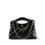 24B Black Calfskin Quilted 31 Nano Shopping Bag Light Gold Hardware - Image 13