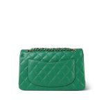 24A Green Caviar Quilted Classic Flap Small Light Gold Hardware - Image 7