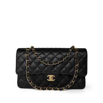 Black Caviar Quilted Classic Flap Medium GHW