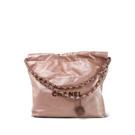 22A Metallic Pink / Rose Calfskin Quilted 22 Small Hobo Bag