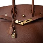 Birkin 35 Brown Ardennes Leather Gold Plated [A] Stamp - Image 11