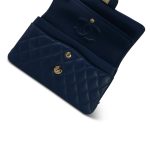 22P Navy Caviar Quilted Classic Flap Small Light Gold Hardware - Image 12
