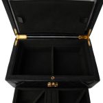 Black Lambskin Quilted Jewelry Box Small Light Gold Hardware - Image 7