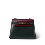 Mini Kelly Tri-Color (Vert Fonce / Rouge H / Blue Indigo) Box Calfskin Gold Plated P Circle Stamp