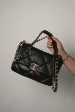 Black Lambskin Quilted 19 Flap Small Mixed Hardware - Image 14