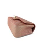 21S Metallic Rose Gold Grained Lambskin Quilted Mini Rectangular Flap LGHW - Image 9