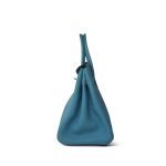 Birkin 30 Bleu Jean Veau Togo Palladium Plated I Square Stamp - Image 2