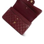 18C Dark Red Glittery Caviar Quilted Jumbo Classic Flap Aged Gold Hardware - Image 13