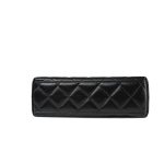 23K Black Shiny Aged Calfskin Quilted Nano Kelly Shopper Aged Gold Hardware - Image 8