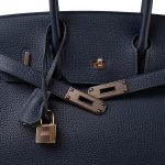 Birkin 30 Bleu Nuit Veau Togo Rose Gold Plated D Stamp - Image 5