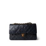 Navy Lambskin Quilted Classic Flap Medium Gold Hardware