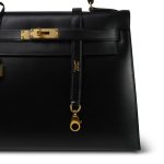 Kelly 32 Black Box Calfskin Gold Plated U Circle Stamp - Image 2