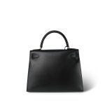 Kelly 28 Sellier Black Box Calfskin Gold Plated U Circle Stamp - Image 12