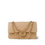 Beige Clair Lambskin Quilted Classic Flap Medium Gold Hardware - Image 10