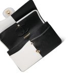 Black/White Lambskin Classic Flap Medium LGHW - Image 13