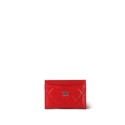 Red Caviar Quilted Classic Card Holder LGHW