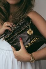 23A Brown Calfskin Quilted Mini 22 Bag Antique Gold Hardware - Image 13