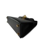 Mini Kelly 20 Sellier Black Box Calfskin Gold Plated B Stamp - Image 7