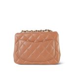 Caramel Lambskin Quilted Square Flap Mini Light Gold Hardware - Image 4