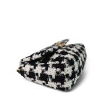 20S Ecru Black & White Ribbon Tweed Quilted 19 Flap Small Mixed Hardware - Image 7