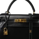 Kelly Sellier 28 Black Box Calfskin Gold Plated (U) Stamp - Image 7