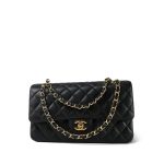 20C Black Caviar Quilted Classic Flap Medium Gold Hardware - Image 11