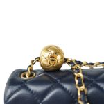 Navy Pearl Crush Mini Square Flap Aged Gold Hardware - Image 9