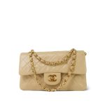 Light Beige Lambskin Quilted Classic Flap Small Gold Hardware - Image 10