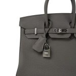 Birkin 25 Gris Meyer Togo Palladium Plated W Stamp - Image 3
