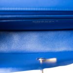 Blue Lambskin Quilted Mini Top Handle Light Gold Hardware - Image 10