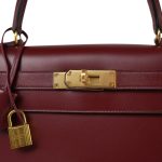 Kelly Sellier 28 Rouge H Box Calfskin Gold Plated L Circle Stamp - Image 12