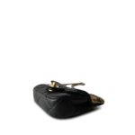 Black Calfskin Quilted Lady Handle Flap Card Holder on Chain Aged Gold Hardware - Image 5