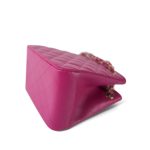 Fuchsia Caviar Quilted Mini Bucket Bag Light Gold Hardware - Image 8
