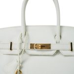 Birkin 30 White Clemence Gold Plated O Square Stamp - Image 11