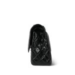 So Black Shiny Crumpled Calfskin Quilted Jumbo Classic Flap - Image 2